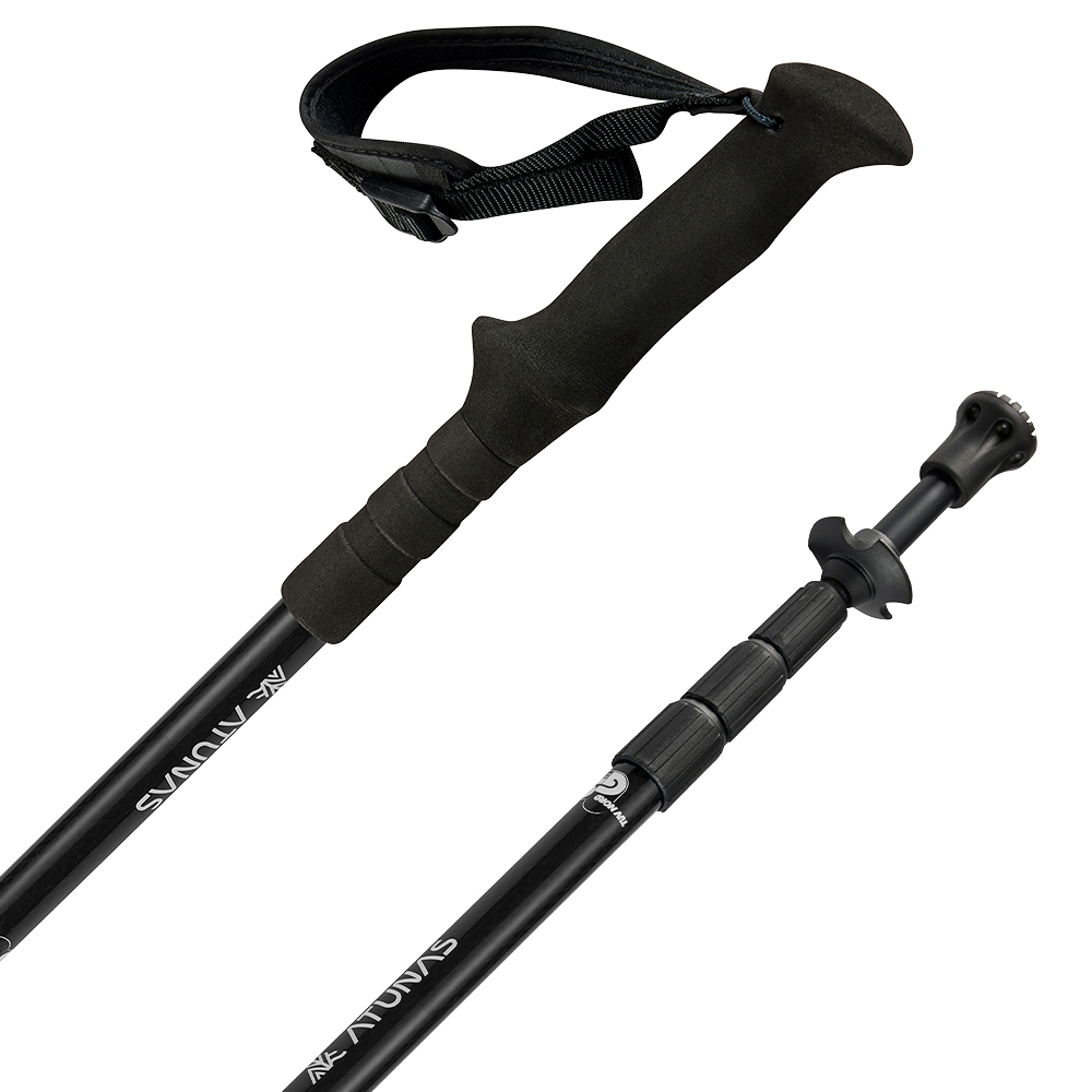 【單支入】直把碳纖維四節旋轉避震登山杖(A1WSGZ04N黑/輕量/登山/健行/旋轉固定)