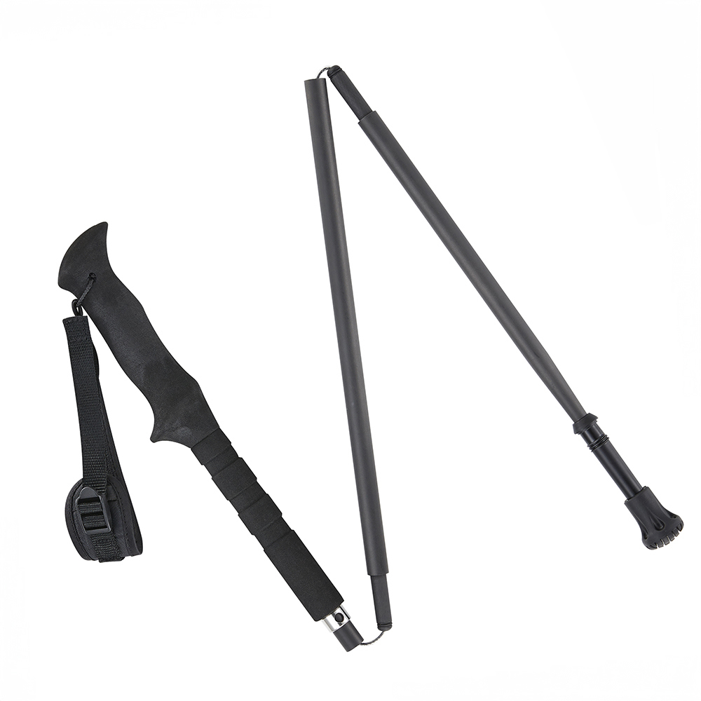 【單支入】直把碳纖維四節折疊登山杖(A1WSGZ02N消光黑/輕量/登山/健行/折疊)