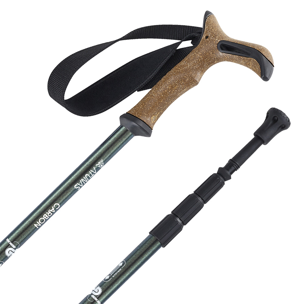 【單支入】T把碳纖維四節旋轉避震登山杖(A1WSGZ01N變色龍藍綠/輕量/登山/健行)