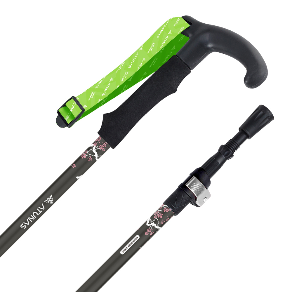 【單支入】T把鋁合金三節旋轉避震登山杖135/62CM(A1WSGZ08N山林黑/避震登山杖/健行登山/旋轉固定)