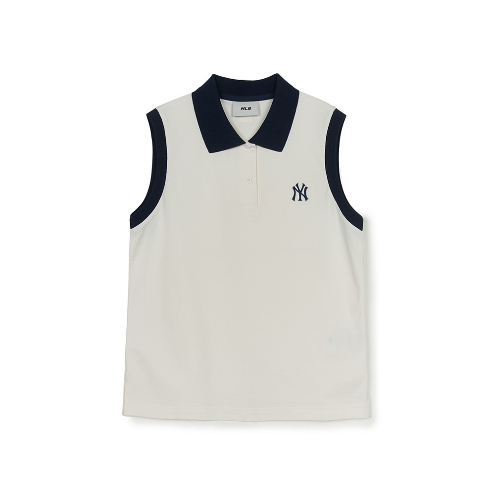 MLB 女版翻領無袖T恤 紐約洋基隊 (3FPQB0353-50IVS)