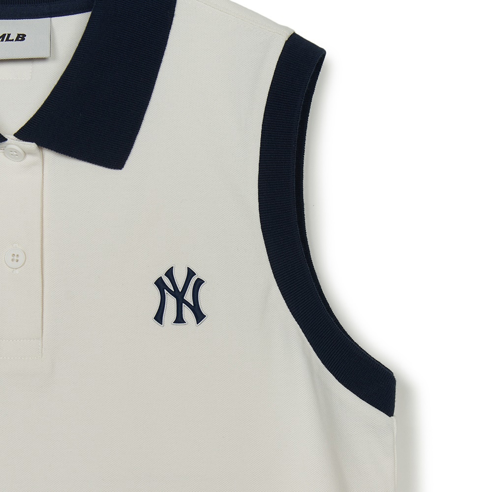 MLB 女版翻領無袖T恤 紐約洋基隊 (3FPQB0353-50IVS)