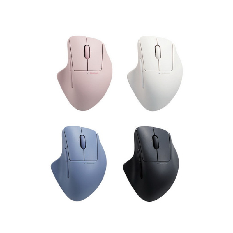 ELECOM Shellpha 靜音雙模人體工學 5鍵滑鼠(M/S)-黑/白/藍/粉