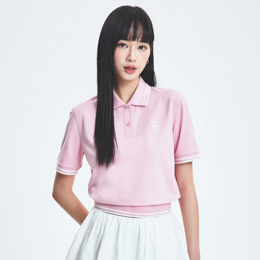MLB 女版抗UV短袖Polo衫 波士頓紅襪隊 (3FPQB0253-43PKM)