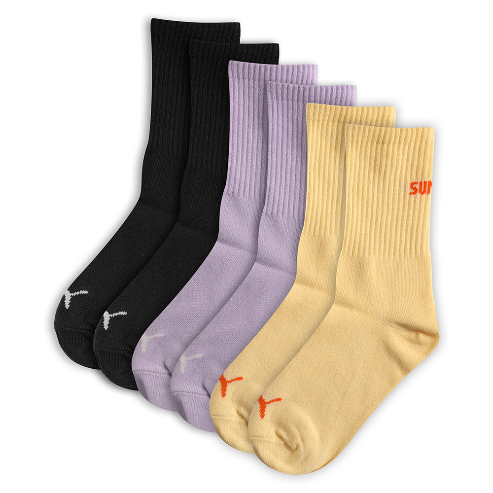 Fashion純色跳豹PUMA字樣半統襪 7雙組 男女共同