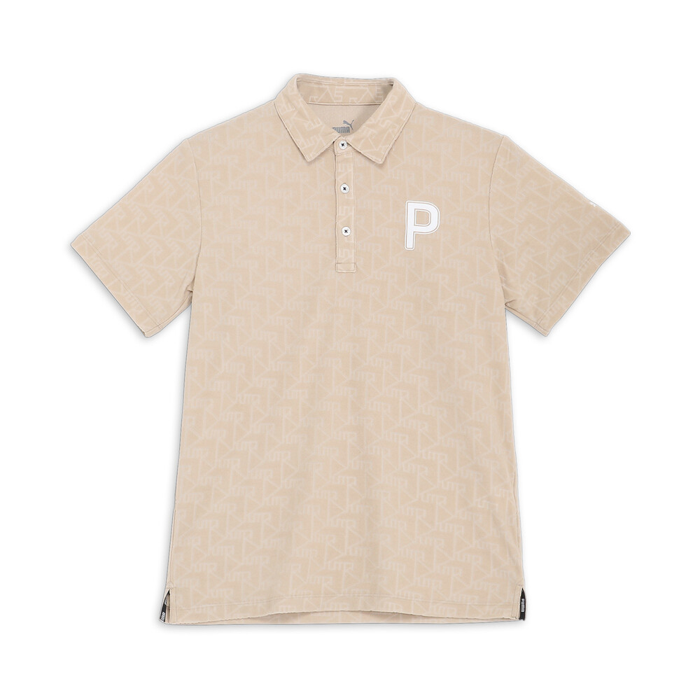 PUMA 日本線高爾夫系列P印花緹花短袖POLO衫 男性