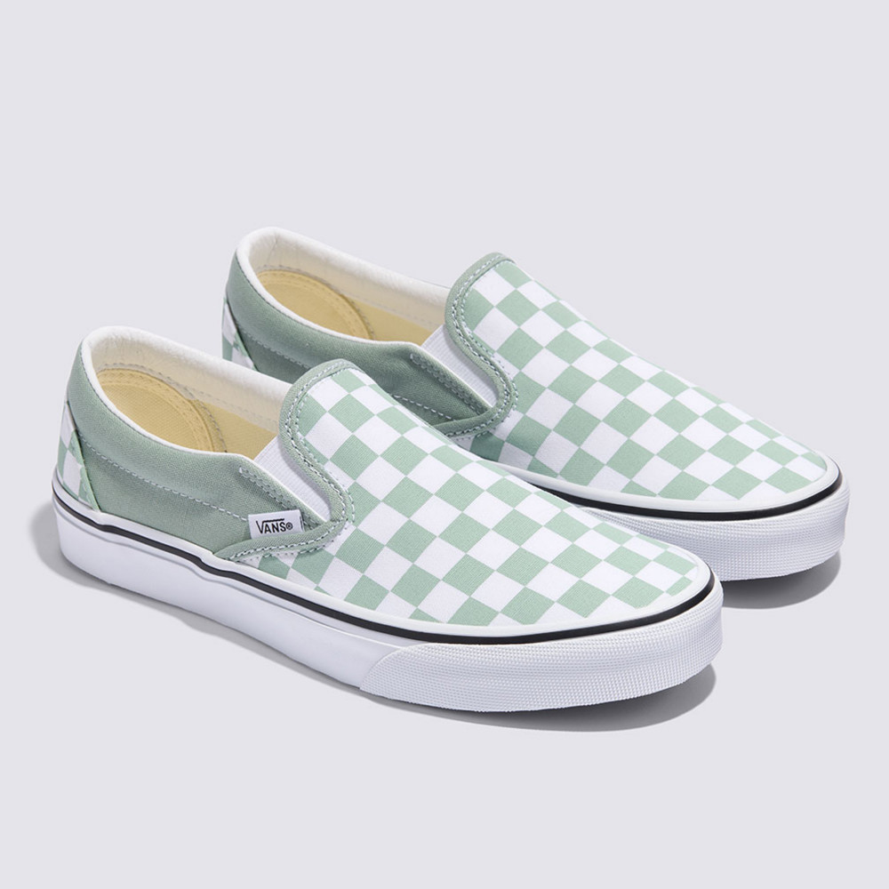 Classic Slip-On 綠色棋盤格滑板鞋