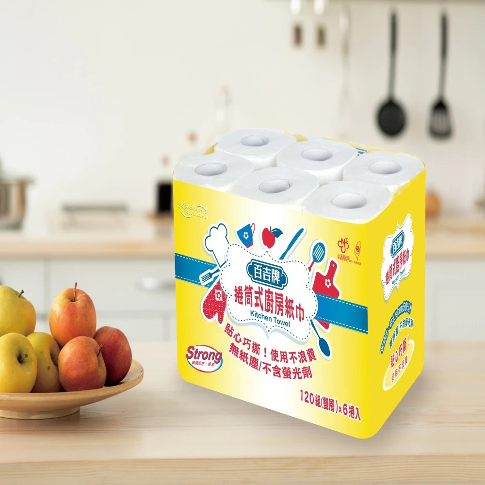 【百吉牌】滿1199折80★捲筒式廚房紙巾120組x48捲/箱-廠商直送