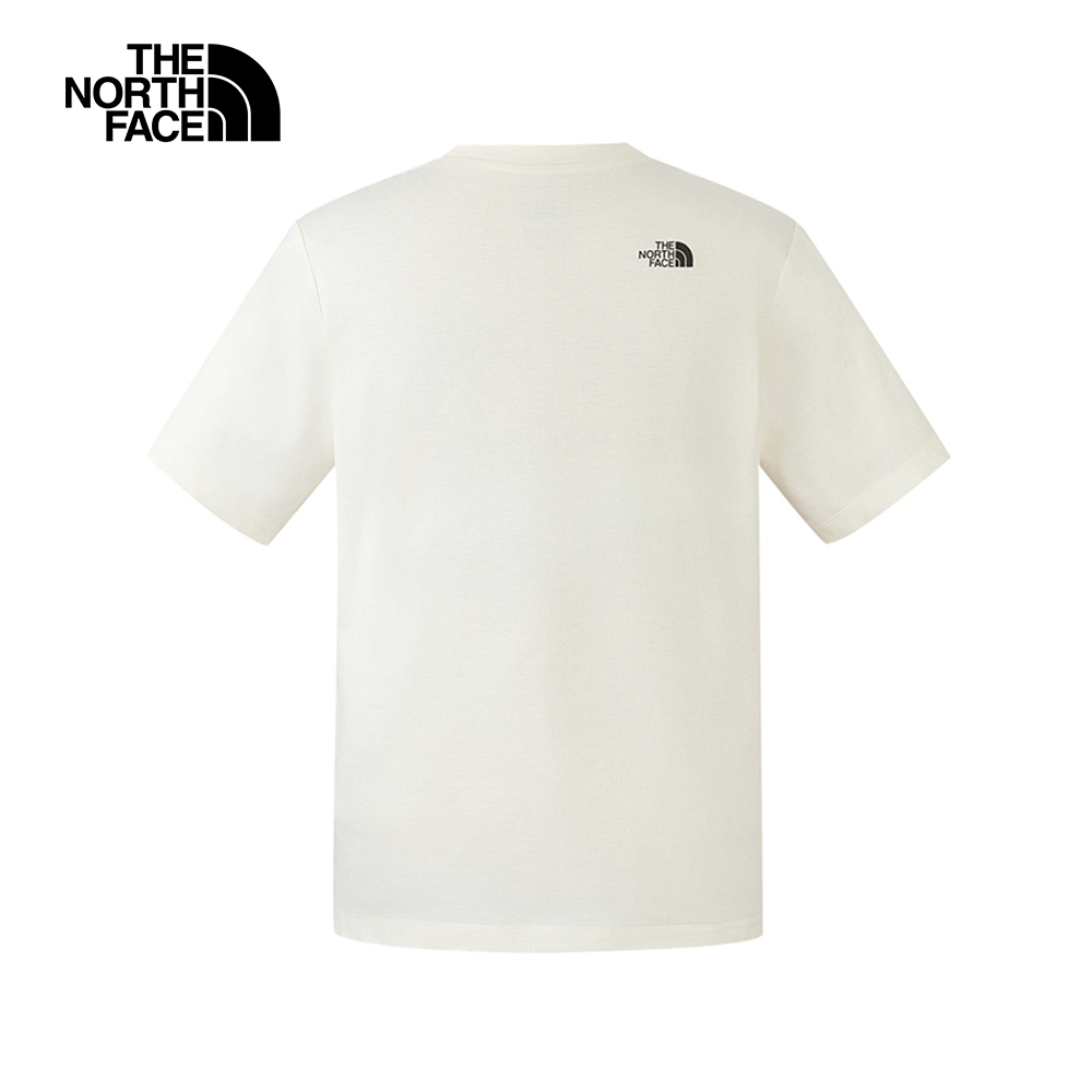 The North Face北面男女款米白色吸濕排汗趣味印花短袖T恤｜8GZ1QLI