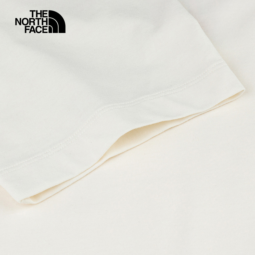 The North Face北面男女款米白色吸濕排汗趣味印花短袖T恤｜8GZ1QLI