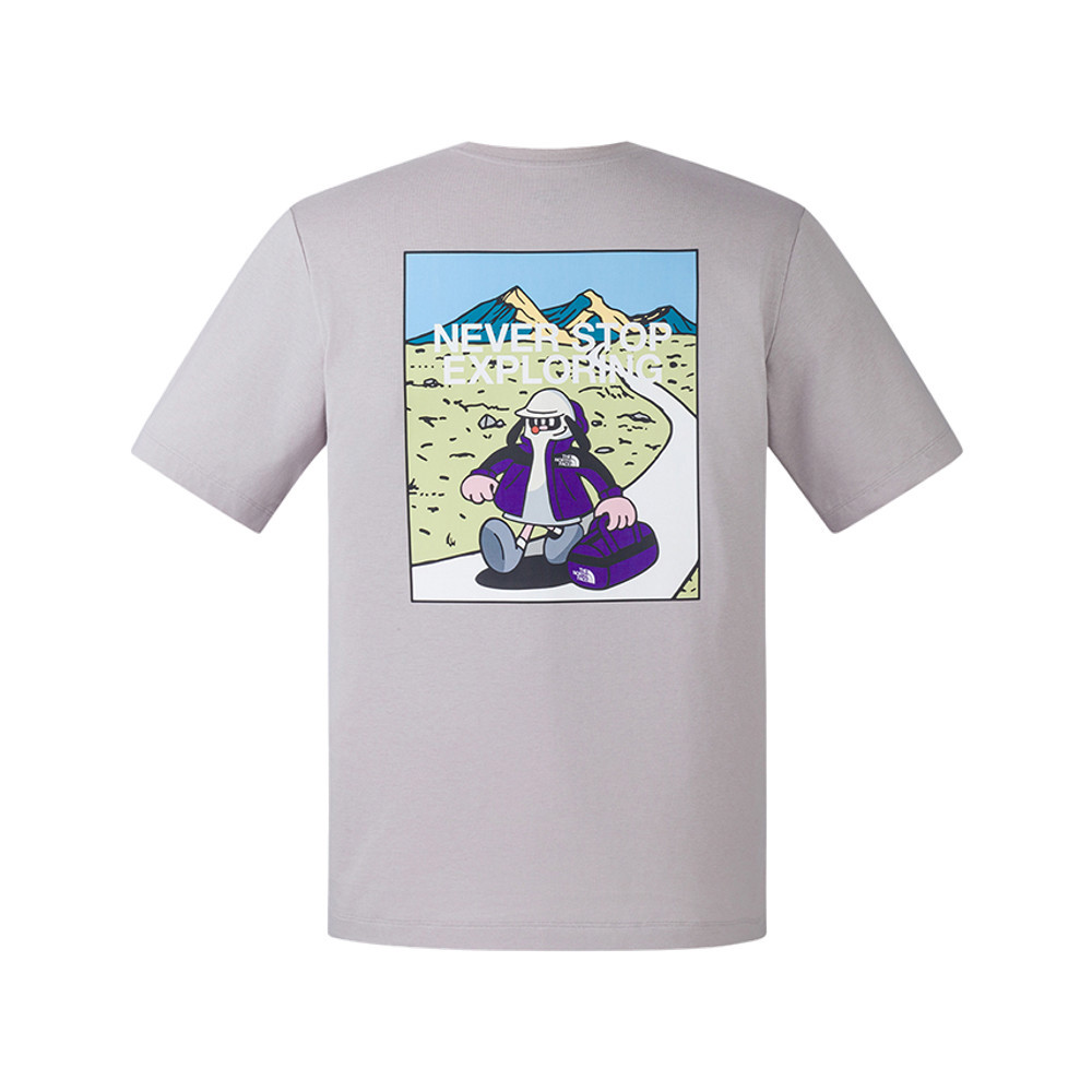 The North Face北面男女款灰色吸濕排汗戶外山川印花短袖T恤｜8GZ21OA