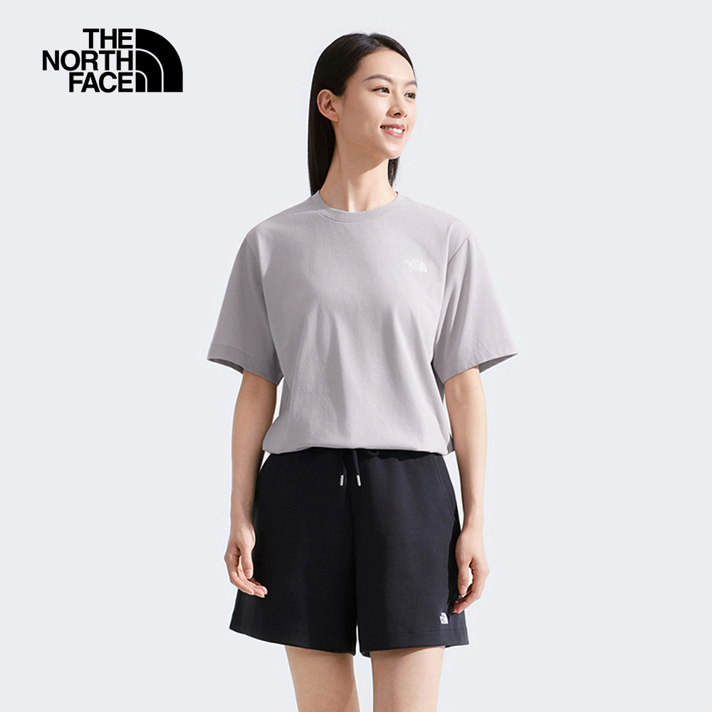The North Face北面男女款灰色吸濕排汗戶外山川印花短袖T恤｜8GZ21OA