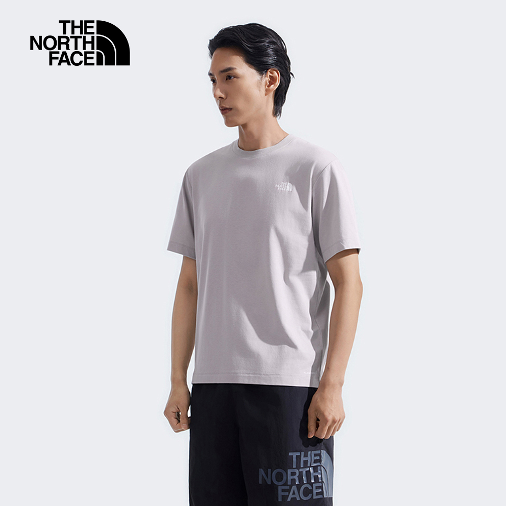The North Face北面男女款灰色吸濕排汗戶外山川印花短袖T恤｜8GZ21OA