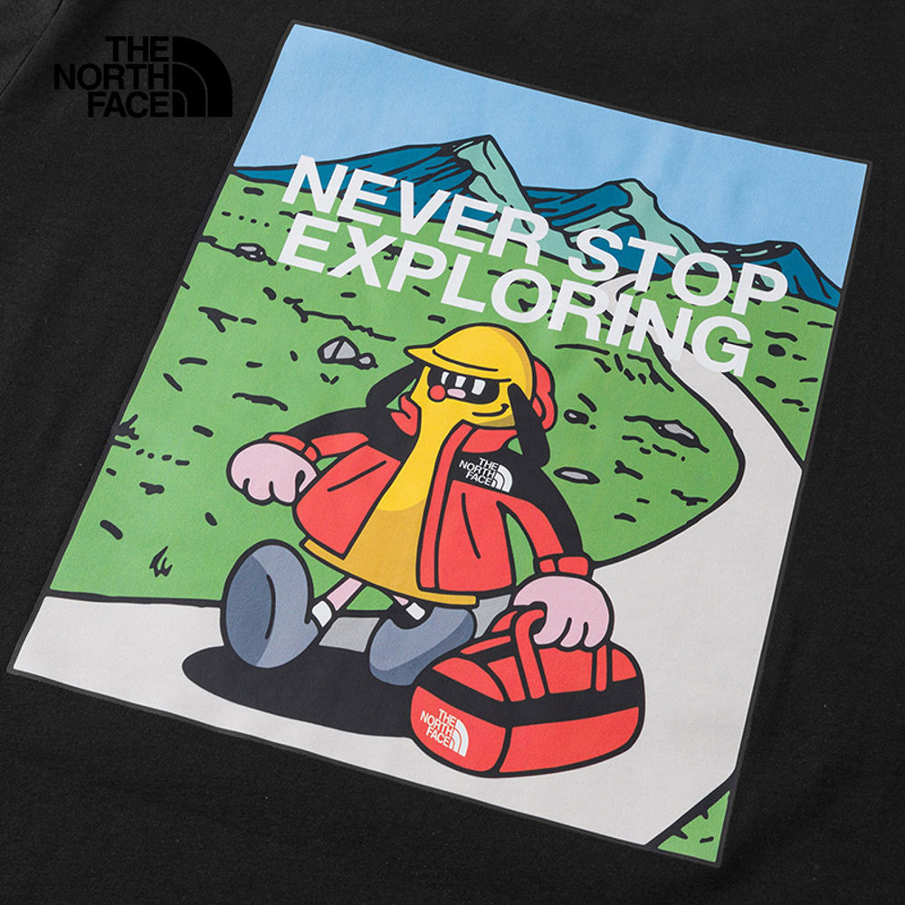The North Face北面男女款黑色吸濕排汗戶外山川印花短袖T恤｜8GZ2JK3