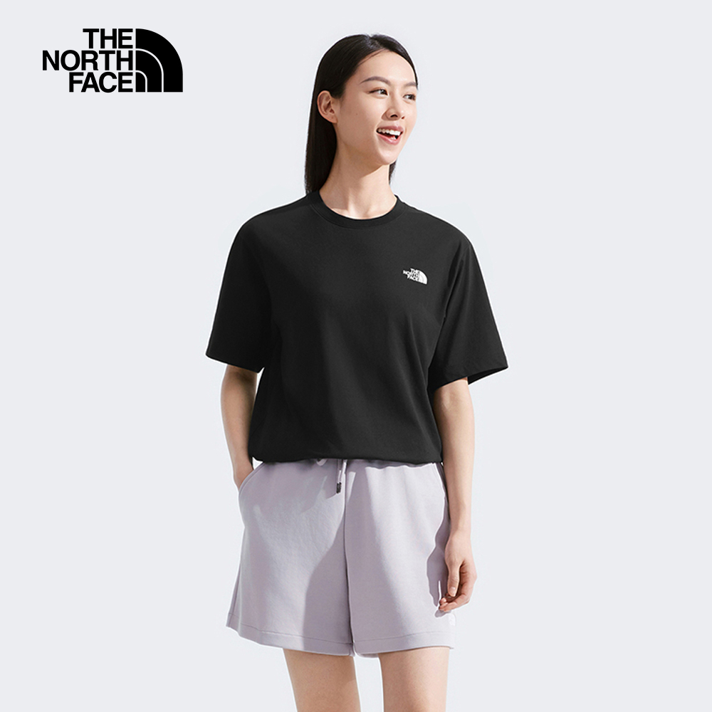 The North Face北面男女款黑色吸濕排汗戶外山川印花短袖T恤｜8GZ2JK3