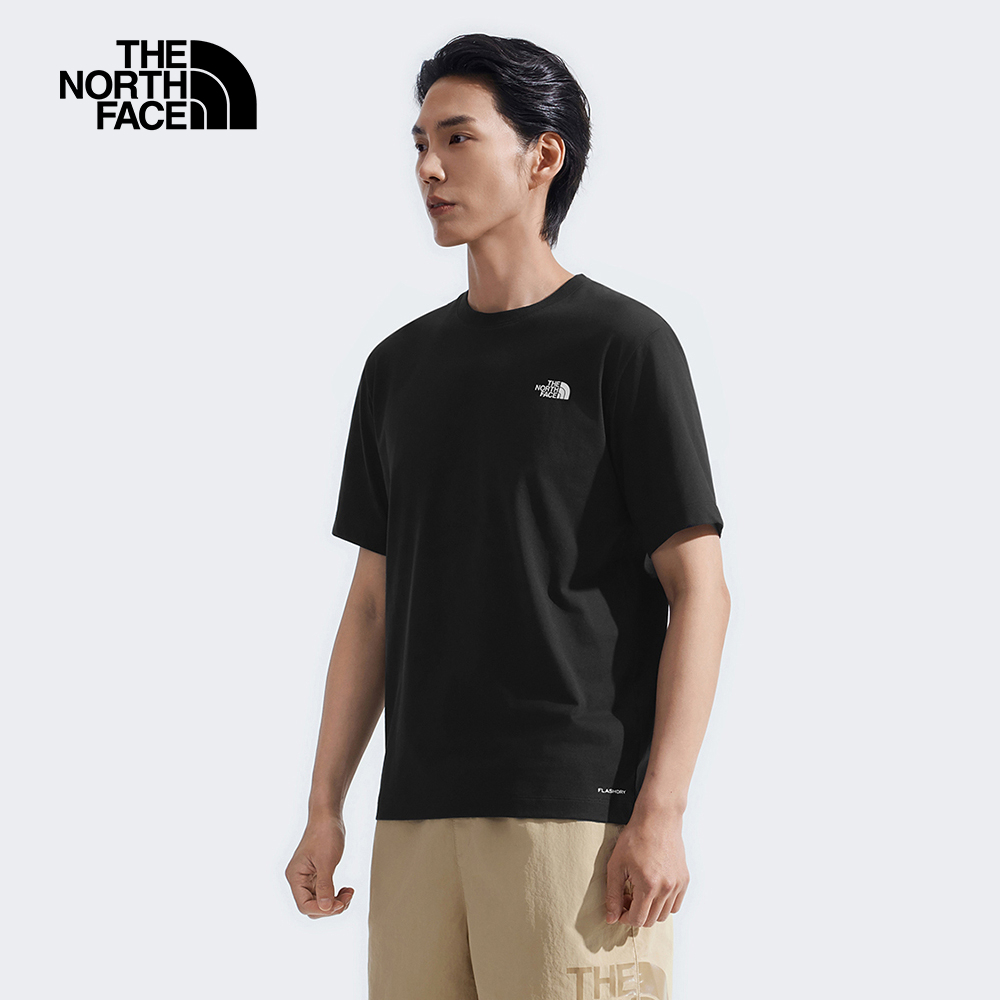 The North Face北面男女款黑色吸濕排汗戶外山川印花短袖T恤｜8GZ2JK3