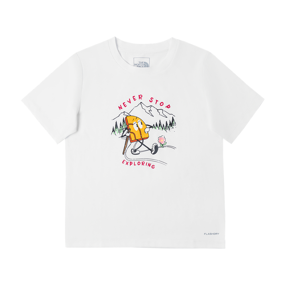 The North Face北面兒童白色吸濕排汗可愛印花短袖T恤｜8GZAFN4