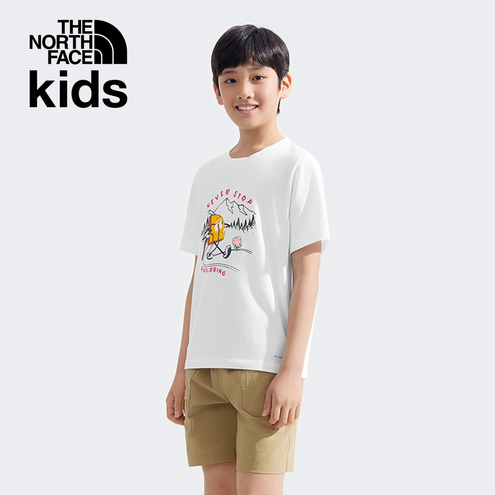 The North Face北面兒童白色吸濕排汗可愛印花短袖T恤｜8GZAFN4