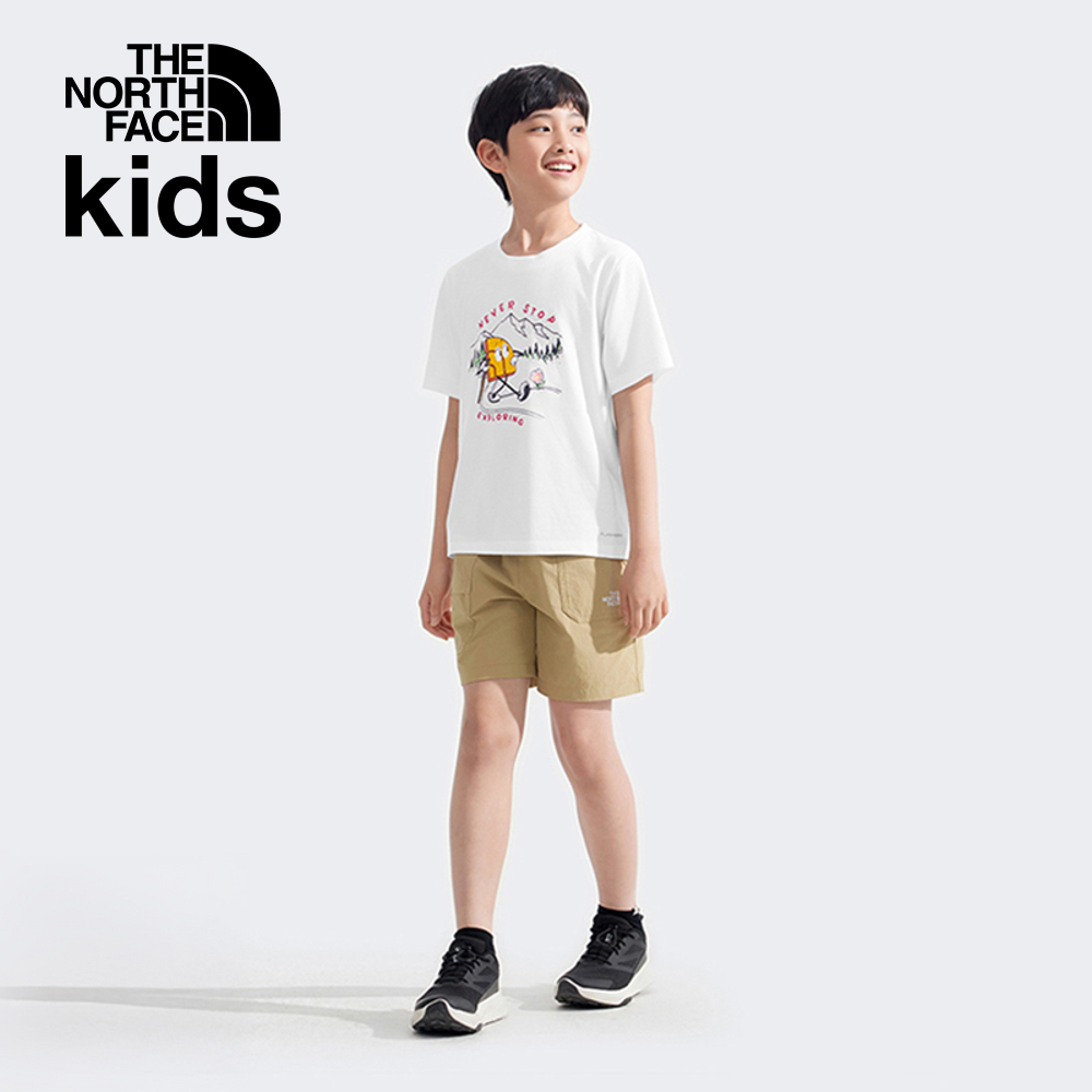The North Face北面兒童白色吸濕排汗可愛印花短袖T恤｜8GZAFN4