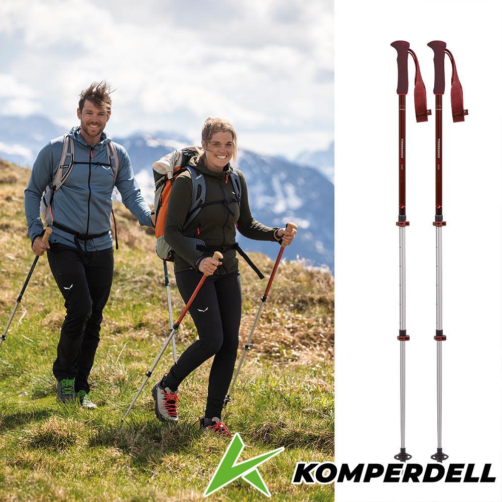【Komperdell 奧地利】航太鋁合金強力鎖定登山杖(短版)(174236733-S紅/健行登山/單支入/短版設計)