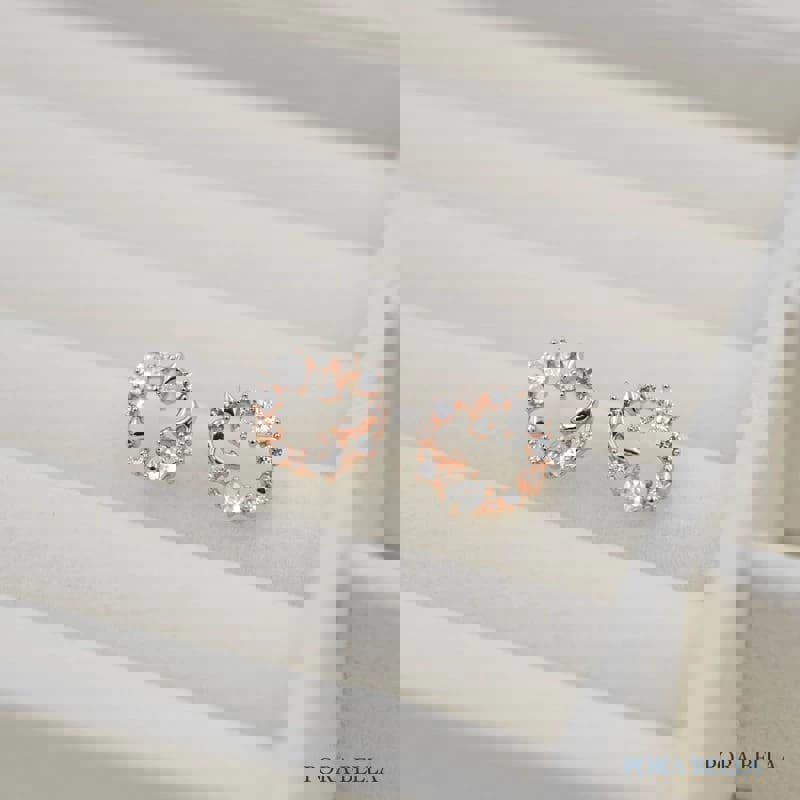 【Porabella】925純銀單鑽鋯石花朵造型耳環 春夏ins風輕奢氣質鑽石耳針 金色穿洞式耳環 Earrings-廠商直送