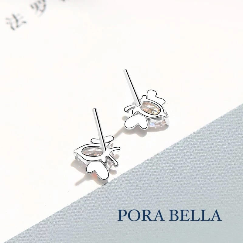 【Porabella】925純銀鋯石耳環 自然風情 動物控 穿洞式耳環Earrings-廠商直送