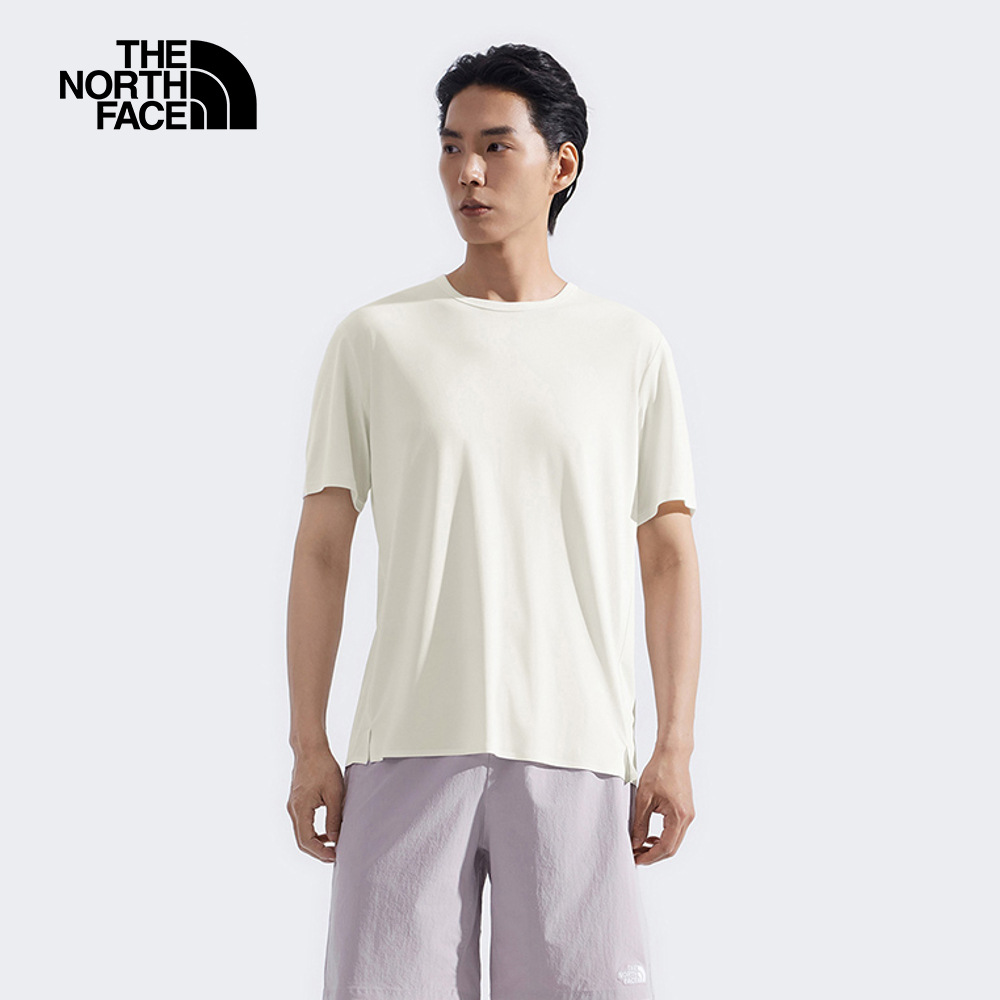 The North Face北面男款米白色吸濕排汗短袖T恤｜8BYJQLI
