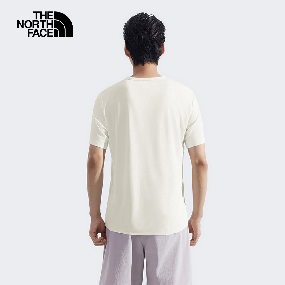 The North Face北面男款米白色吸濕排汗短袖T恤｜8BYJQLI