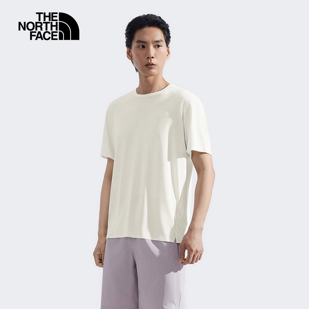 The North Face北面男款米白色吸濕排汗短袖T恤｜8BYJQLI