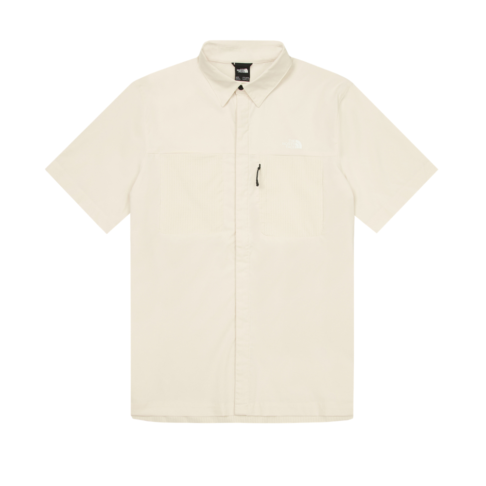 The North Face北面男款米白色UPF防曬短袖襯衫｜8DG0QLI