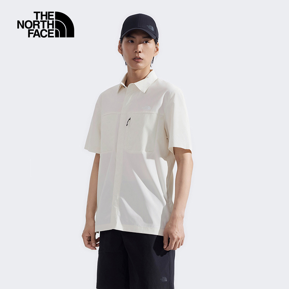 The North Face北面男款米白色UPF防曬短袖襯衫｜8DG0QLI