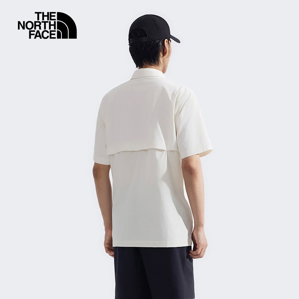The North Face北面男款米白色UPF防曬短袖襯衫｜8DG0QLI