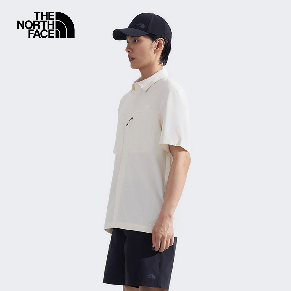 The North Face北面男款米白色UPF防曬短袖襯衫｜8DG0QLI