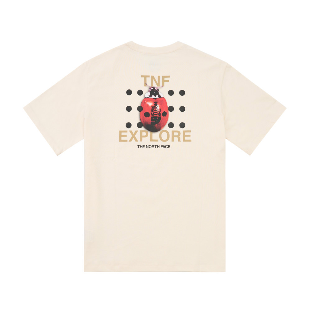 The North Face北面男女款米白色純棉大尺寸瓢蟲印花短袖T恤｜8DBZQLI