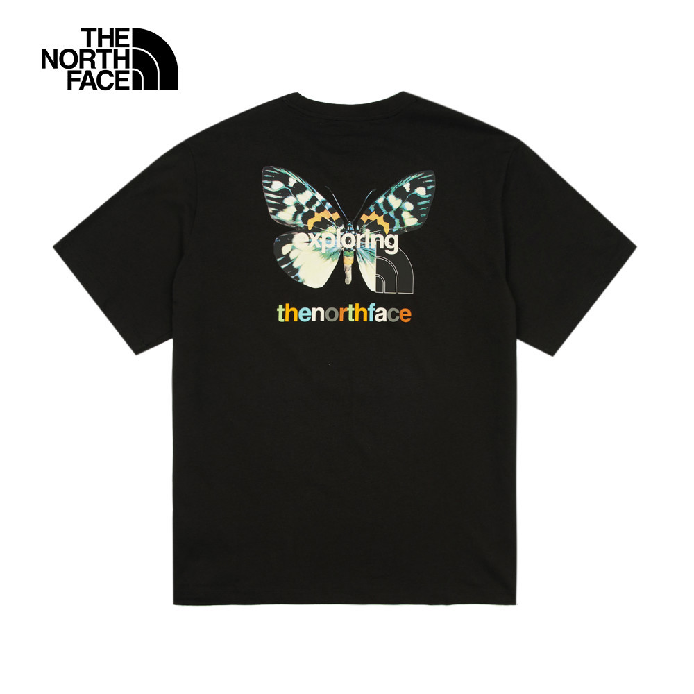The North Face北面男女款黑色純棉大尺寸蝴蝶印花短袖T恤｜8DC0JK3