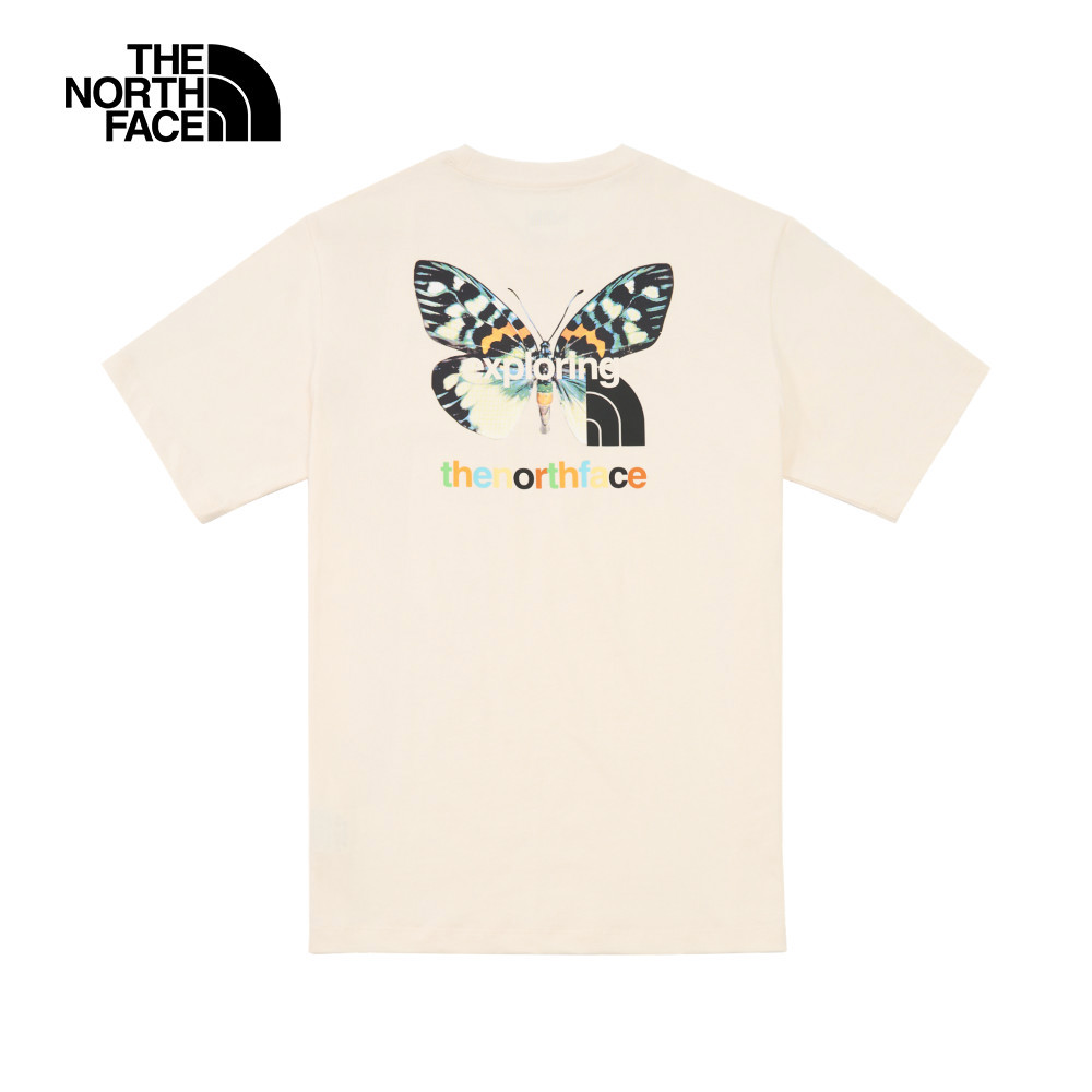 The North Face北面男女款米白色純棉大尺寸蝴蝶印花短袖T恤｜8DC0QLI