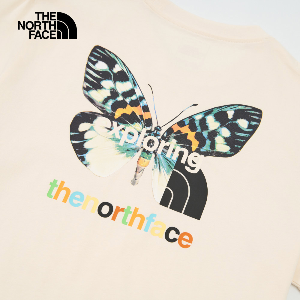 The North Face北面男女款米白色純棉大尺寸蝴蝶印花短袖T恤｜8DC0QLI