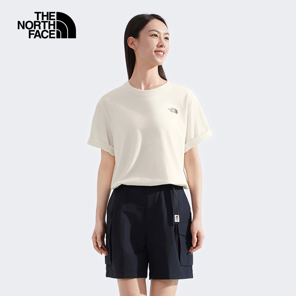 The North Face北面男女款米白色純棉大尺寸蝴蝶印花短袖T恤｜8DC0QLI