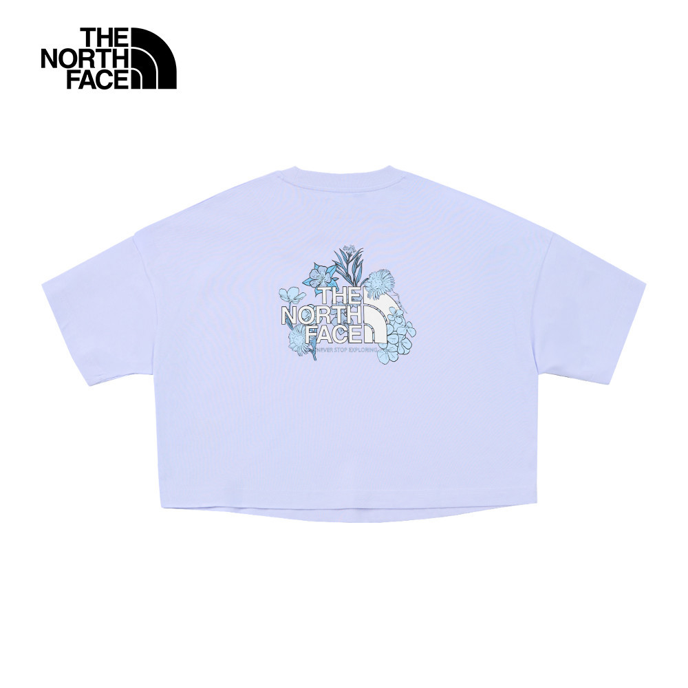 The North Face北面女款紫色純棉大尺寸花卉印花短袖T恤｜8DCF0VI