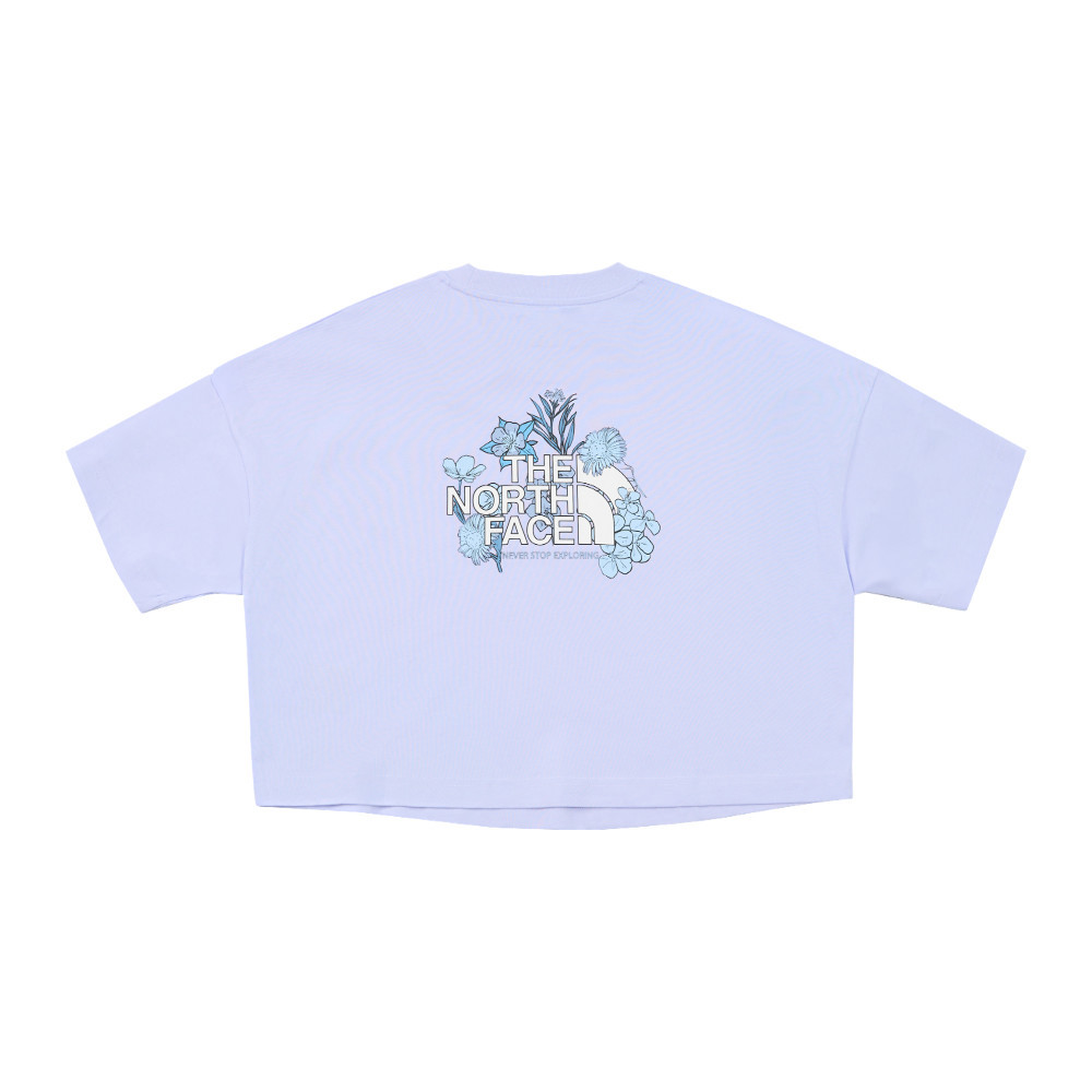 The North Face北面女款紫色純棉大尺寸花卉印花短袖T恤｜8DCF0VI