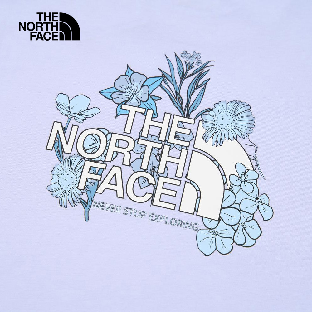 The North Face北面女款紫色純棉大尺寸花卉印花短袖T恤｜8DCF0VI
