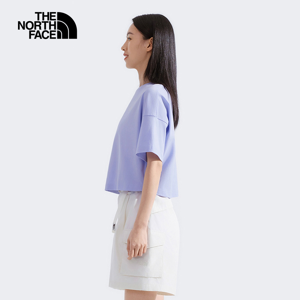 The North Face北面女款紫色純棉大尺寸花卉印花短袖T恤｜8DCF0VI