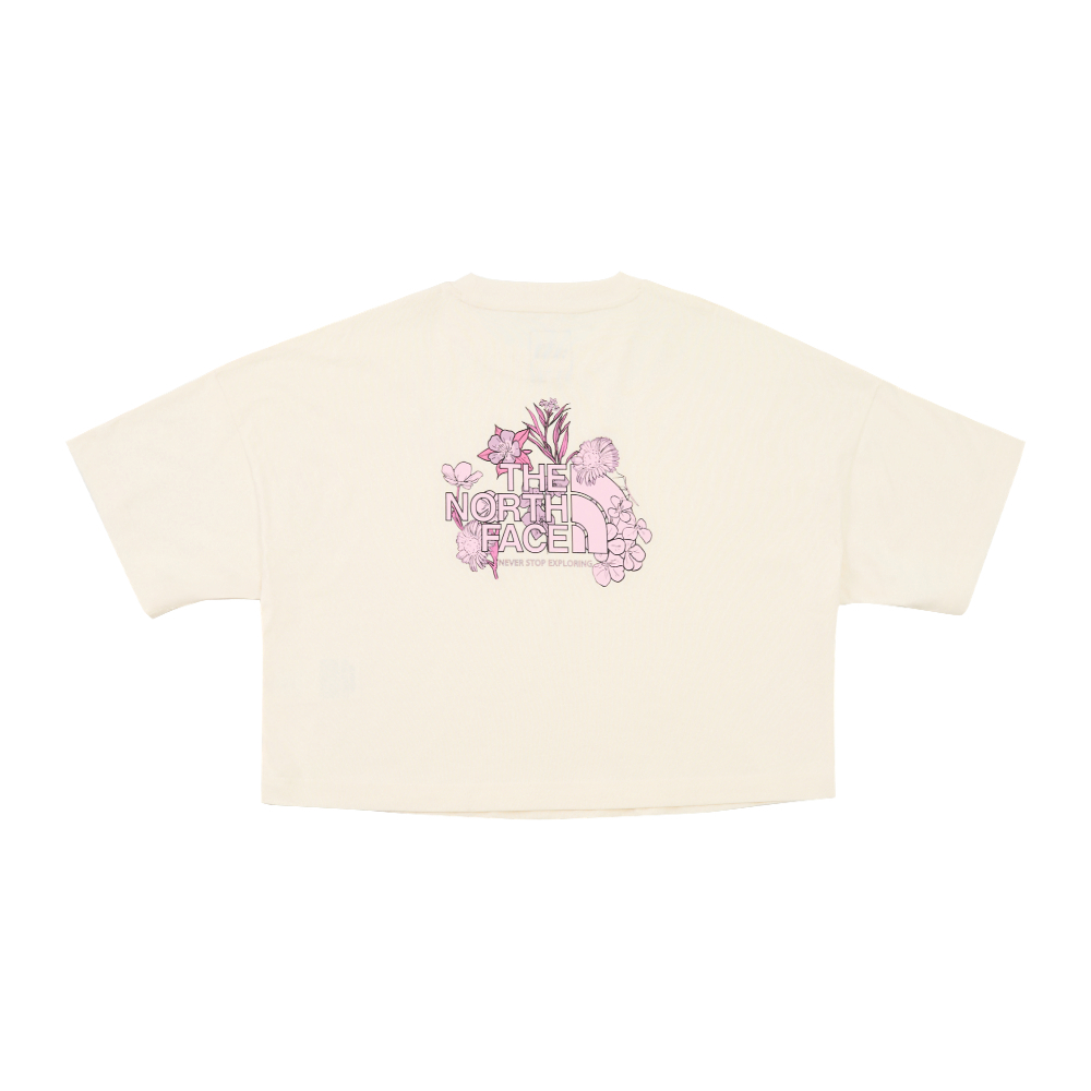 The North Face北面女款米白色純棉大尺寸花卉印花短袖T恤｜8DCFQLI