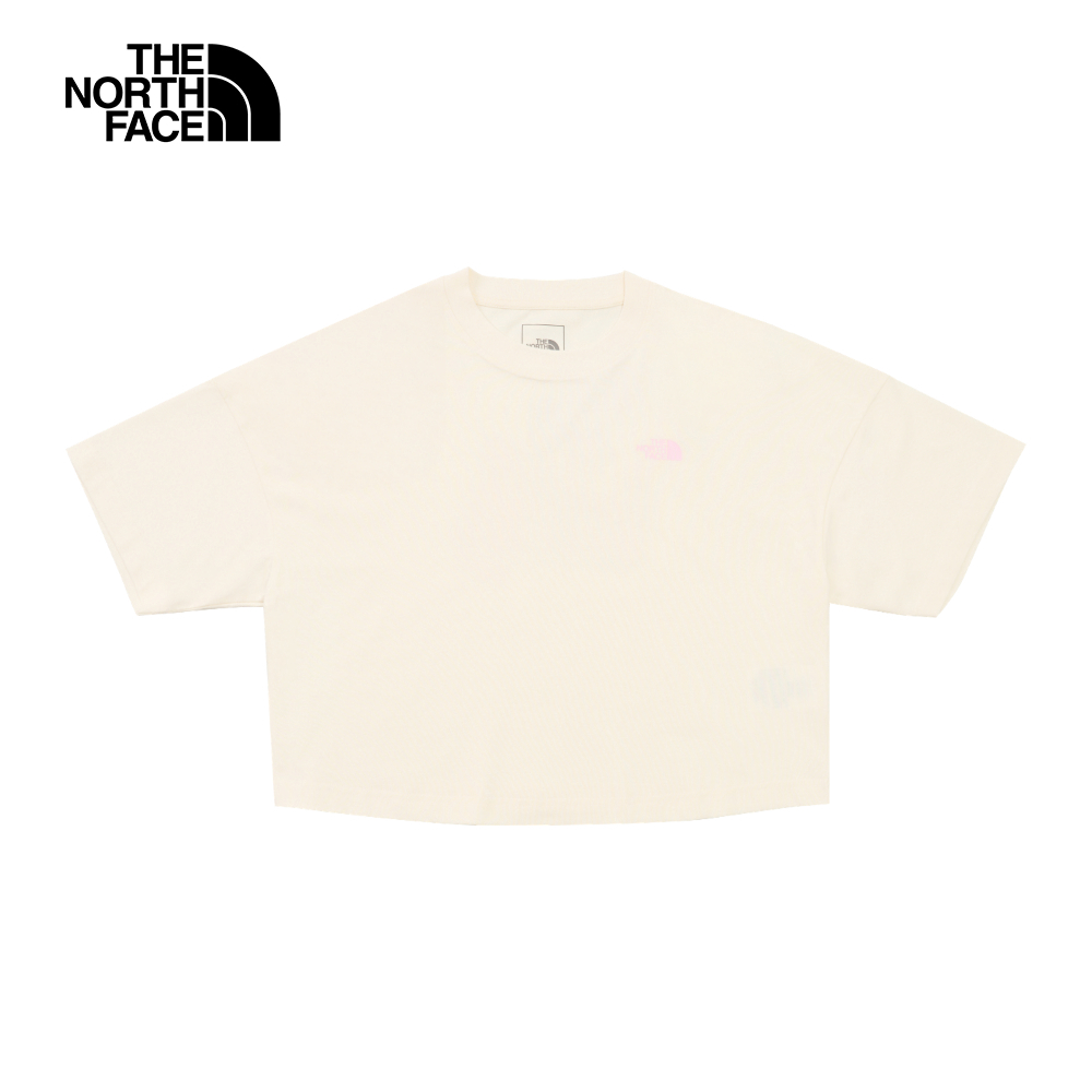 The North Face北面女款米白色純棉大尺寸花卉印花短袖T恤｜8DCFQLI