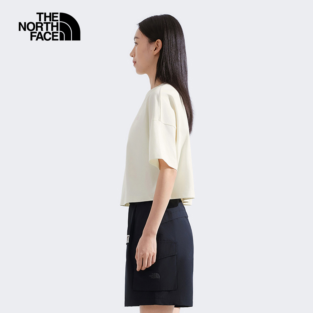 The North Face北面女款米白色純棉大尺寸花卉印花短袖T恤｜8DCFQLI