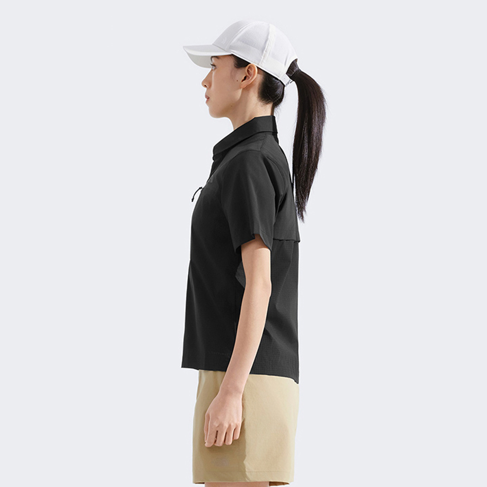 The North Face北面女款黑色UPF防曬短袖襯衫｜8DFRJK3