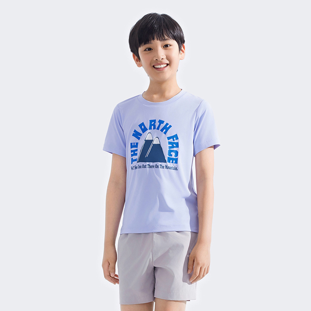 The North Face北面兒童紫色UPF防曬山脈印花短袖T恤｜8DD20VI