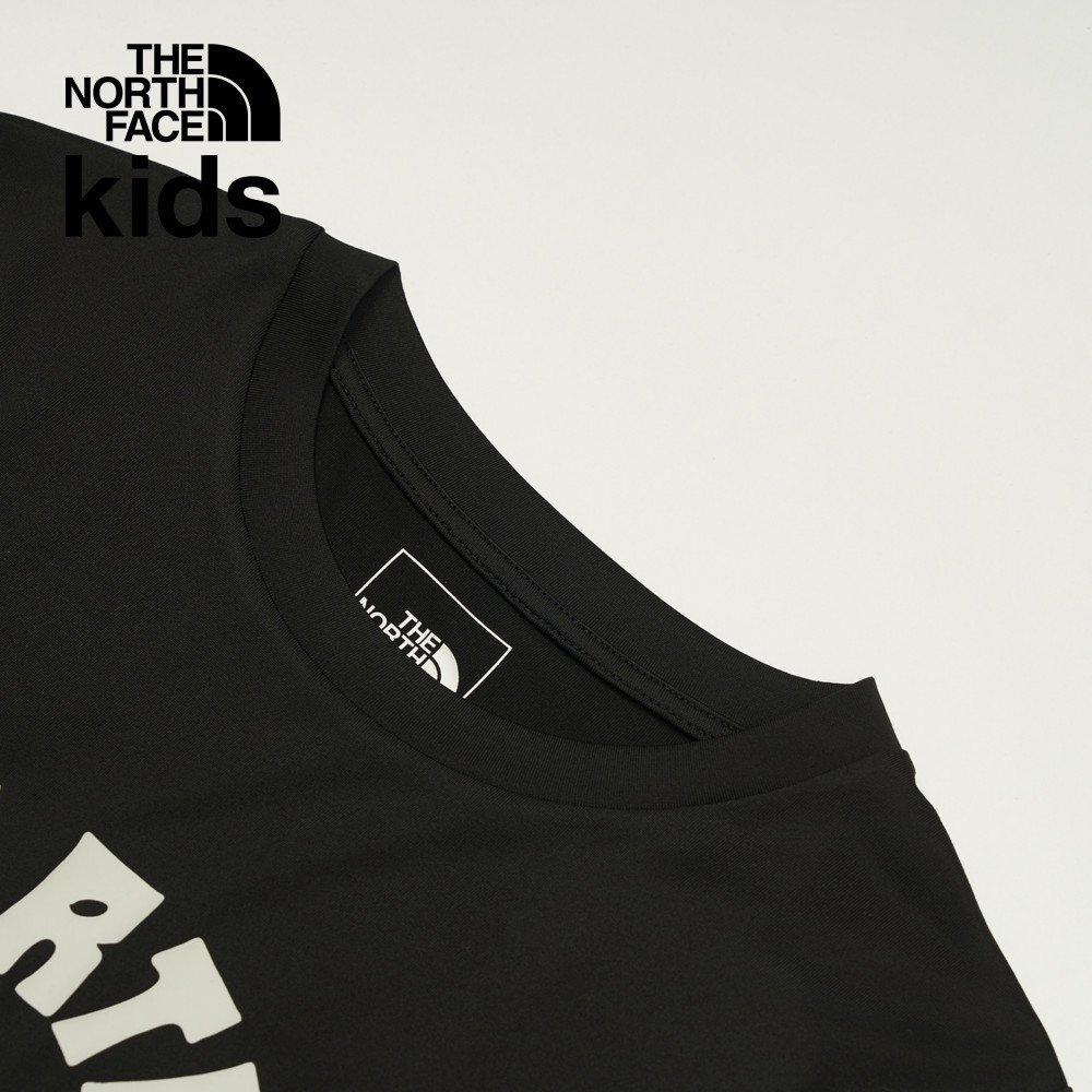 The North Face北面兒童黑色UPF防曬山脈印花短袖T恤｜8DD2JK3