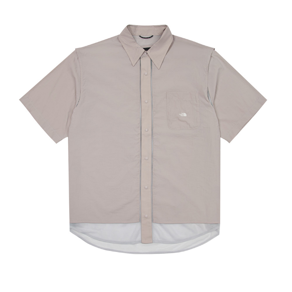 UE男款灰色舒適透氣短袖襯衫｜8CKP1OA