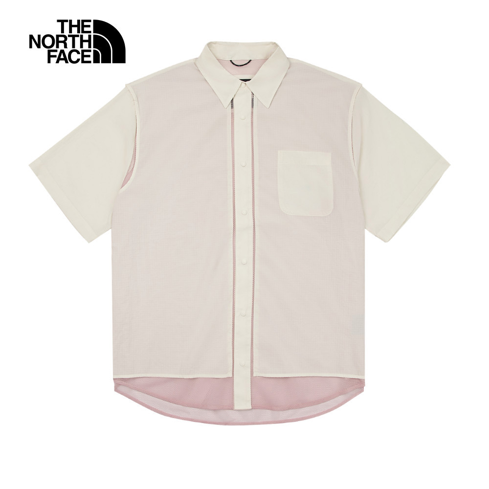 The North Face UE男款米白色舒適透氣短袖襯衫｜8CKPQLI－翱翔運動商城